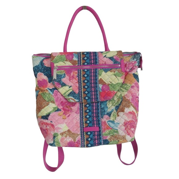 Vera Bradley Superbloom Change It Up Backpack Bookbag Pink Floral School Quilted - Picture 1 of 10
